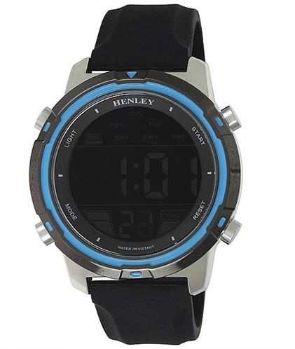Henley Men's Digital rubber strap watch Black