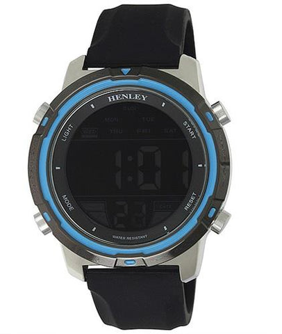 Henley Men's Digital rubber strap watch Black