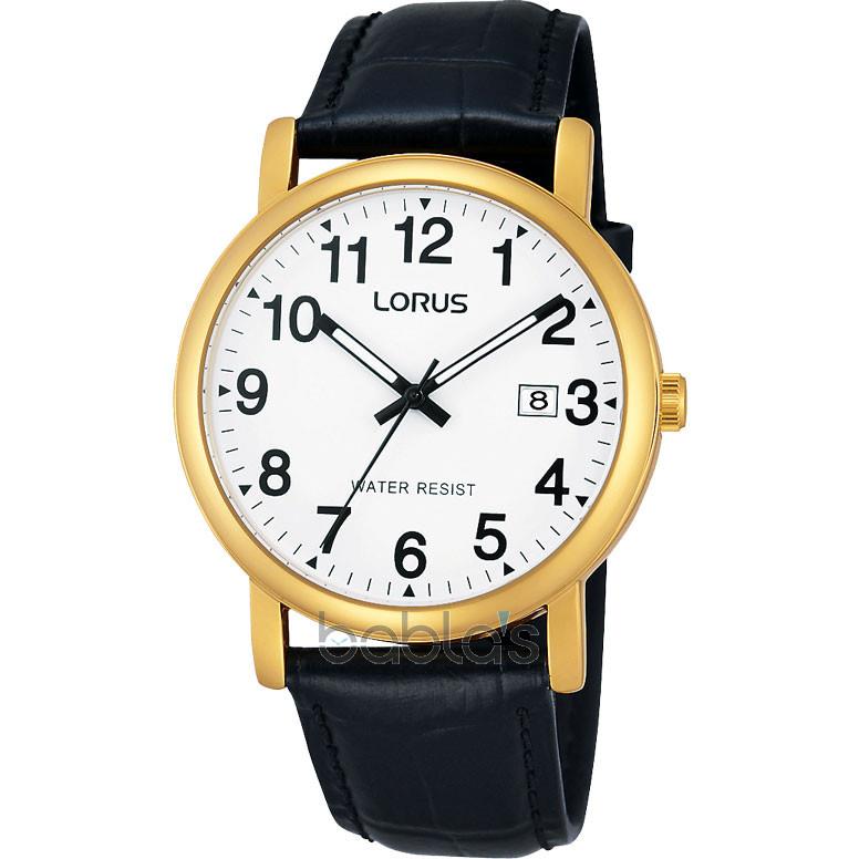 Lorus Gents Black Leather Strap dated Watch Men Fashion