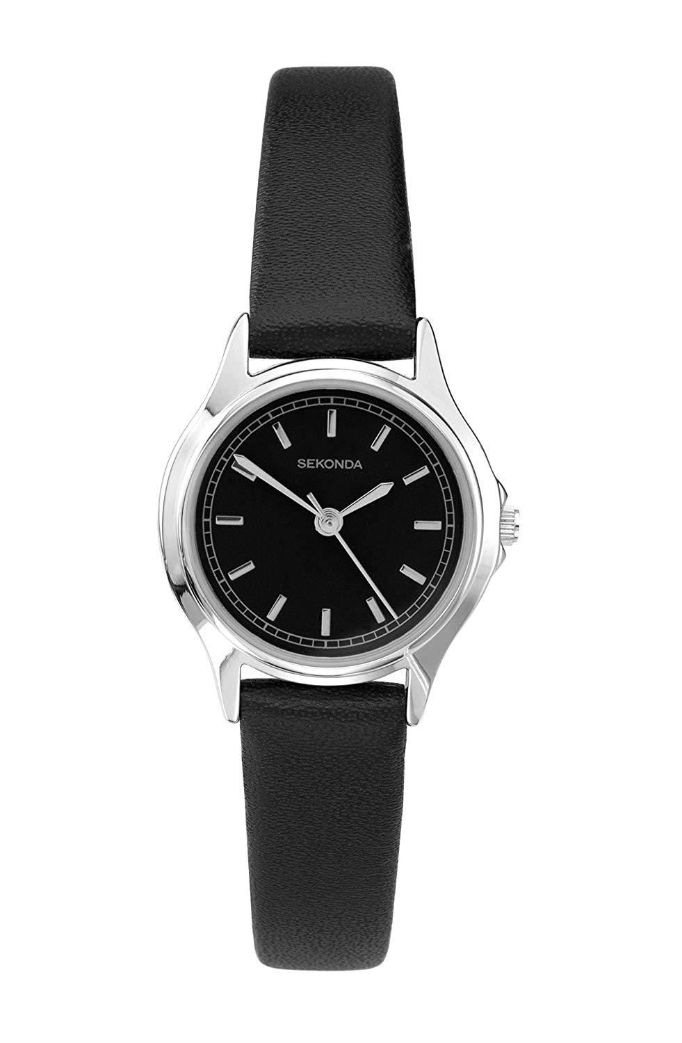Sekonda Classic Ladies Black Dial Analogue Display Black Strap Watch