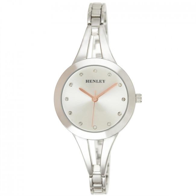 Henley Ladies Classic Half Bangle Watch-Silver