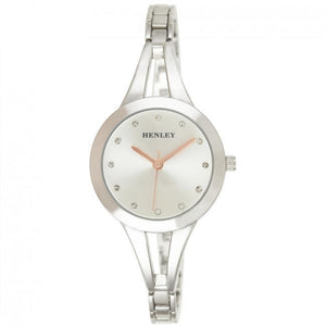 Henley Ladies Classic Half Bangle Watch-Silver