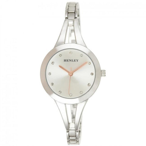 Henley Ladies Classic Half Bangle Watch-Silver
