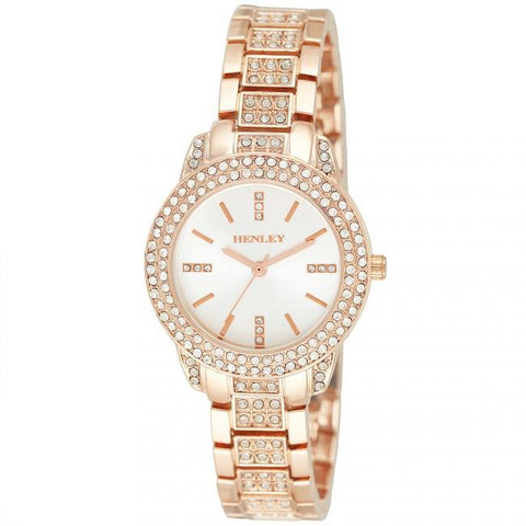 Henley Ladies Fashion Diamond Crystals Rose Gold Bracelet Watch