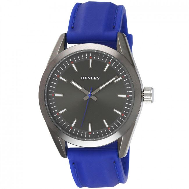 Henley Men's Minimal Silicone Sports Metal Case Rubber Strap Watch