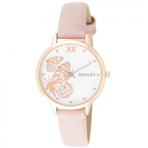 Henley Women's Fashion Casual Butterfly Design Leather Strap Watch