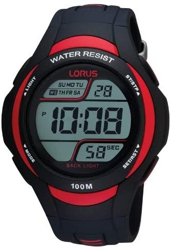 Lorus Gents Chronograph Digital Red/Black Rubber Strap Watch