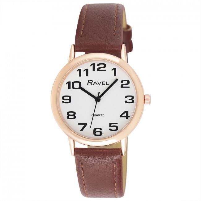 Ravel Gents Polished Round Case Brown Strap / RG CASE Watch