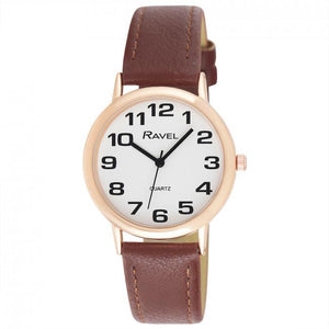 Ravel Gents Polished Round Case Brown Strap / RG CASE Watch