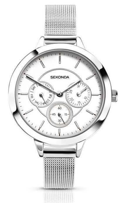 Sekonda Women's Fashion Big Dial Silver Plated Case Bracelet Watch
