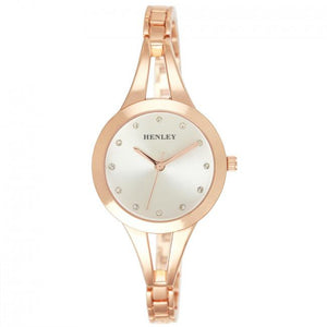 Henley Ladies Classic Half Bangle Watch-Rose Gold