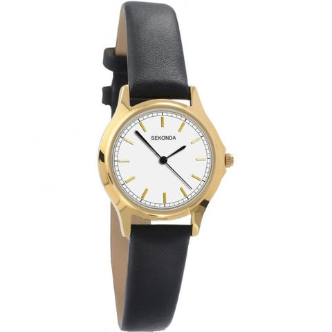 Sekonda Ladies Black Leather Strap Watch