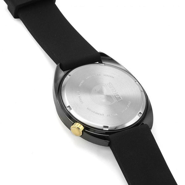 Lorus Mens Quartz Watch with Black Rubber Strap