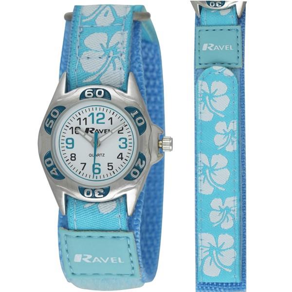 Ravel Children's Velcro Hibiscus Watch - Blue