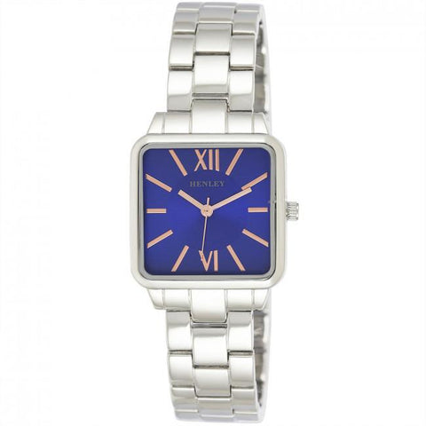 Henley Ladies Classic Square Bracelet Watch-Blue