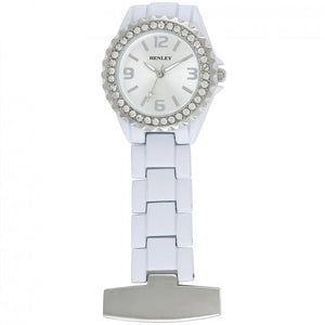 Henley Glamour Enamel Link Beauticians Fob Watch Silver white