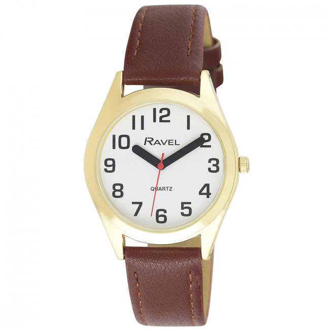Ravel Gents Classic Strap Watch Brown / Gold