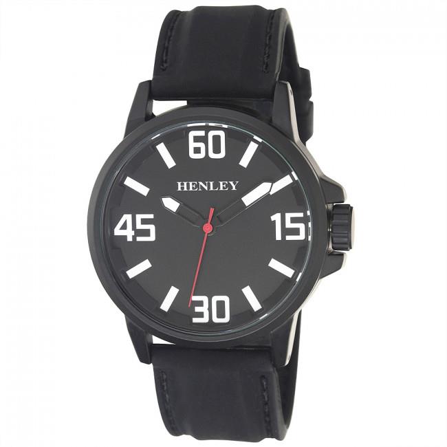 Henley Men's 3D Dial Silicone Sports Watch Black