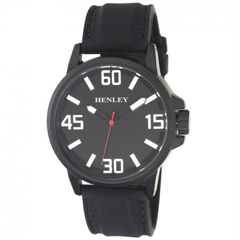 Henley Men's 3D Dial Silicone Sports Watch Black