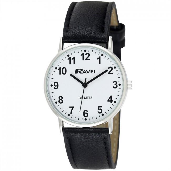 Ravel Gents Classic Strap Watch Black / Silver / White