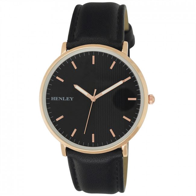 Henley Men's Classic Analogue Leather Strap Watch