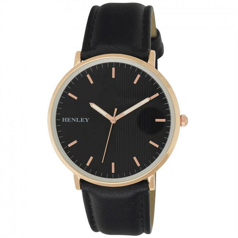 Henley Men's Classic Analogue Leather Strap Watch