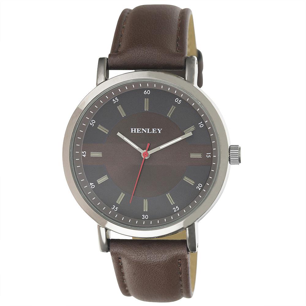 Henley Men's Classic Analogue Leather Strap Watch