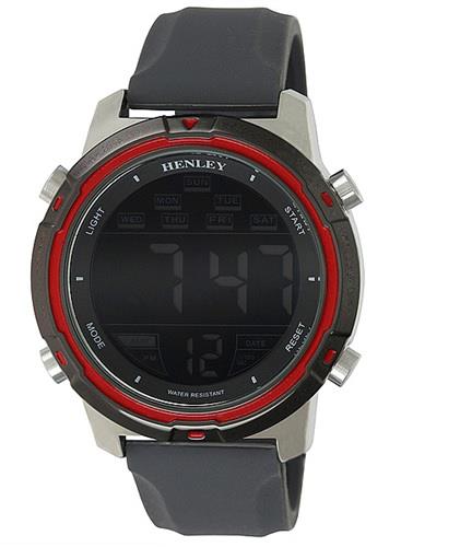 Henley Men's Digital Rubber Strap Watch Grey