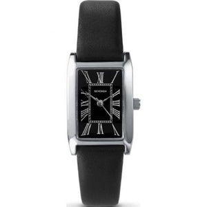 Sekonda Ladies Chrome Finish Black Leather Strap Ladies Watch
