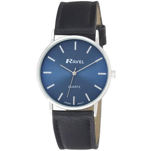 Ravel Gents Classic Strap Watch Black / Silver / Blue