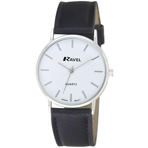 Ravel Gents Classic Strap Watch Black / Silver / White
