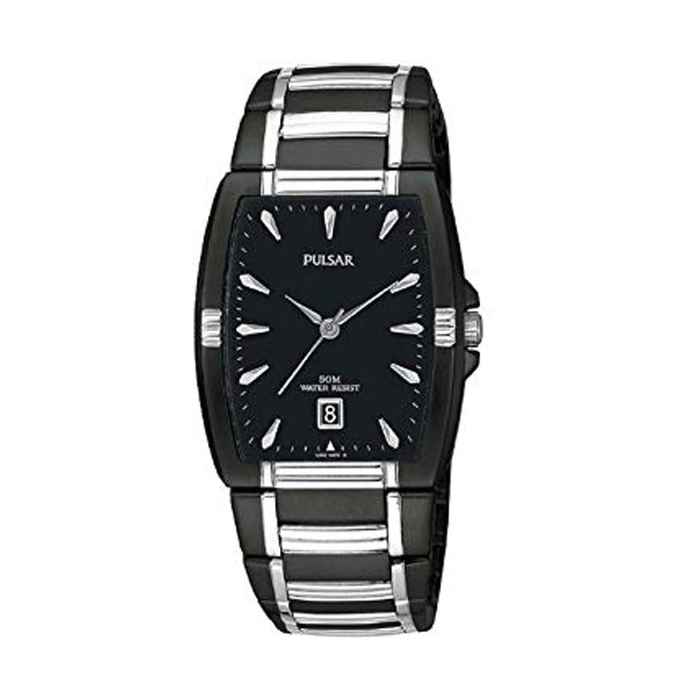 Pulsar Men’s Fashion Two Tone Black/Silver Bracelet Watch
