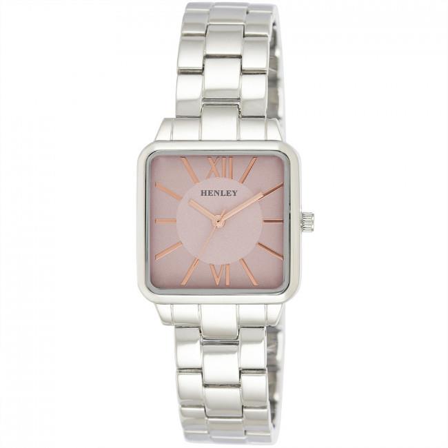 Henley Ladies Classic Square Bracelet Watch-Pink