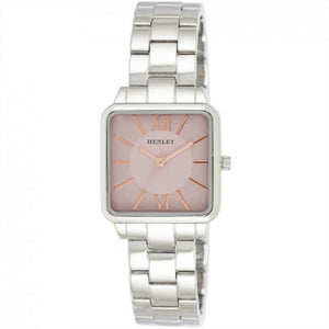 Henley Ladies Classic Square Bracelet Watch-Pink