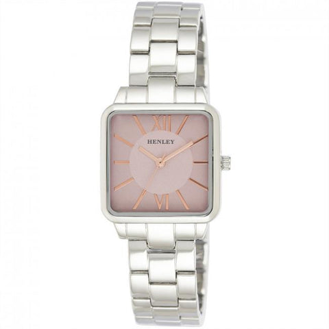 Henley Ladies Classic Square Bracelet Watch-Pink