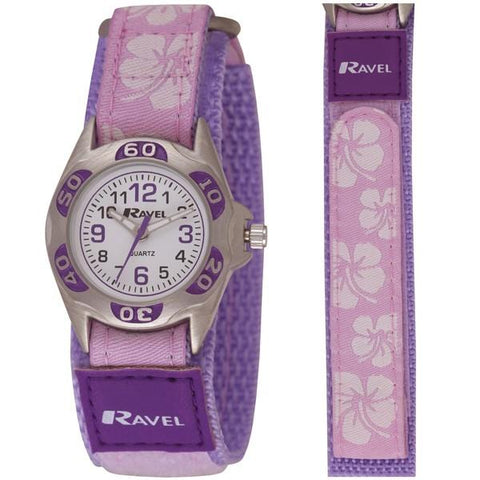Ravel Children's Velcro Hibiscus Watch - Purple