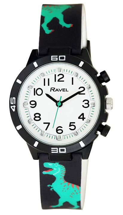 Ravel Children's Silicone Rugged Dinosaur Watch - Black