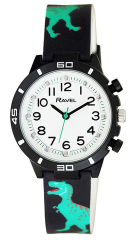 Ravel Children's Silicone Rugged Dinosaur Watch - Black