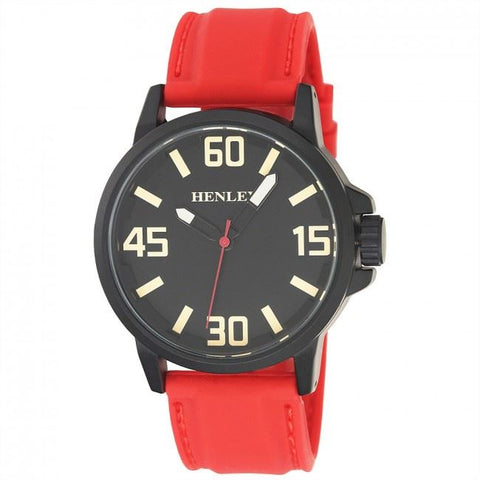 Henley Men's 3D Dial Silicone Sports Watch Red