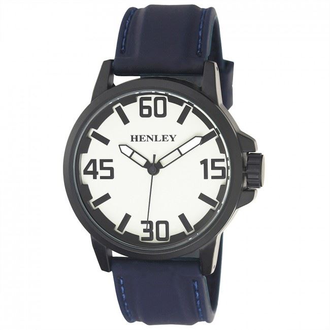 Henley Men's 3D Dial Silicone Sports Watch Blue