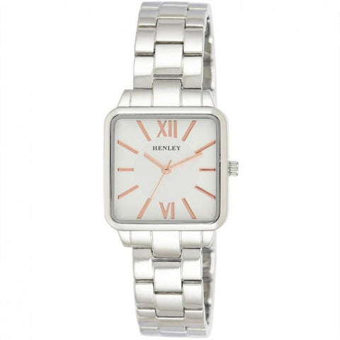 Henley Ladies Classic Square Bracelet Watch-Silver