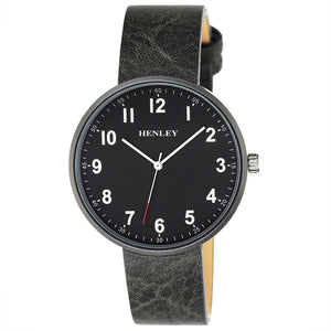 Henley Mens Leather Strap Watch Grey