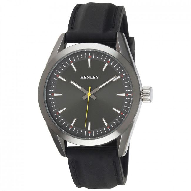 Henley Men's Minimal Silicone Sports Metal Case Rubber Strap Watch