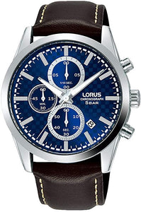 Lorus Mens Chronograph Quartz Watch with Brown Leather Strap
