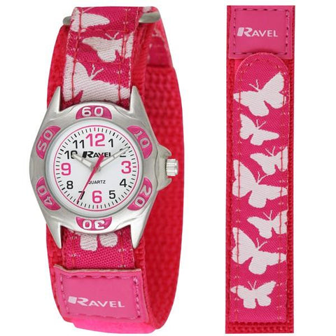 Ravel Children's Velcro Butterfly Watch Pink